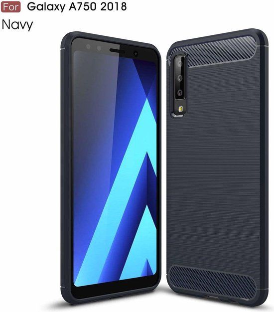 Bixb Soft Bruchem Hoesje Samsung Galaxy A7 2018 - Donker Blauw - TPU Back Cover