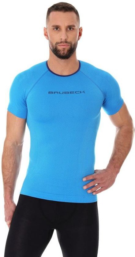 Brubeck 3D Pro Heren Seamless Fietsshirt - Trainingsshirt - Sportshirt - Korte Mouw - Blauw -XL
