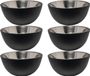 Svenska Living - 6x - Kommetjes/schaaltjes - mat zwart - RVS - D13 x 7 cm - serveerschalen
