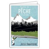 Afie 69-4330 Birthday Card with Envelope, Mini-Poster 17 x 11.5 cm, Freshwater Fishing, Fishing, Fly Fishing, Fishing Hook, Mountains, and Retro Forest