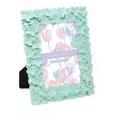 Laura Ashley 4x6 muntgroene bloem getextureerde handgemaakte hars fotolijst w/ezel & haak voor tafelblad en wanddisplay, decoratief bloemenontwerp huisdecoratie, fotogalerij, kunst (4x6, mintgroen)