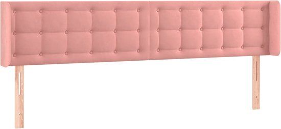 VidaXL Hoofdbord met randen fluweel roze 183x16x78/88 cm