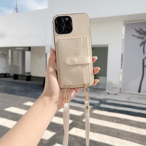 JWXNO Panda JWXNO Crossbody Card Pocket Wallet Case Voor iPhone 14 Max, Wit