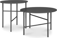 bomoe Finn – Set van 2 Ronde Bijzettafels Metaal Zwart – Krasbestendig Tafelblad Ø 44cm & Ø53cm – Stabiel, Lichtgewicht Salontafel voor Binnen & Buiten
