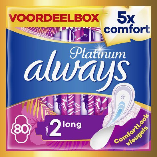 Always Platinum Long - Maandverband Met Vleugels - Super - 80 stuks