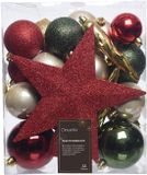 Decoris Set de boules de Noël - 33 pièces - Plastique - Multicolore