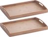 Bruin bamboe houten dienblad set van 2, rechthoekig, 44 x 30 cm