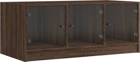 VidaXL Salontafel met glazen deuren 102x50x42 cm bruin eikenkleur