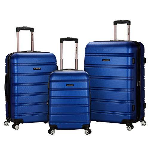 Rockland Melbourne trolley met harde schaal, uitbreidbaar, blauw, 3-Piece Set (20/24/28), Melbourne hardshell koffer, uitbreidbaar