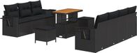 vidaXL Banc de jardin 10 pièces noir polyrattan