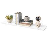 SONGMICS LWS008WE01 Zwevende plank, decoratieve wandplank, moderne stijl, voor slaapkamer, woonkamer, eetkamer, keuken, belastbaar tot 10 kg, 21,3 x 80 x 10 cm, sneeuwwit en matwit