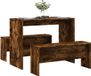 Maison Exclusive - Ensemble 3 pièces comprenant une table à manger et un banc en bois de chêne fumé