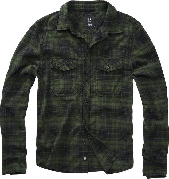 Brandit Checkshirt Heren Flanellen overhemd - groen - S
