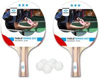 Merkloos / Sans marque Ger Import Tafeltennis set met 2x batjes 3 sterren + 18x tafeltennis/ping pong balletjes wit 4 cm