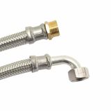Klasebo Flexible Water Hose 1/2 Inch, Stainless Steel, DVGW Approved, Hose with Bend, 800mm