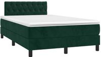 vidaXL Boxspring met matras en LED fluweel donkergroen 120x200 cm