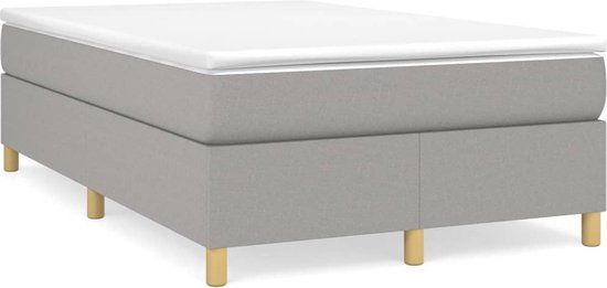 vidaXL Boxspring met matras stof lichtgrijs 120x200 cm
