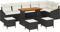 vidaXL Tuinbank Set Zwart Poly Rattan
