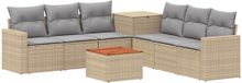vidaXL Bankstel 2 zitplaatsen Beige en Lichtgrijs Polyrattan en Staal