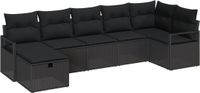 vidaXL Banc de jardin 7 pièces Noir Polyrotin