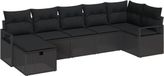 vidaXL Banc de jardin 7 pièces Noir Polyrotin