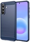 Techsuit Hoesje geschikt voor Samsung Galaxy A57 - Carbon Silicone Back Cover - Blauw