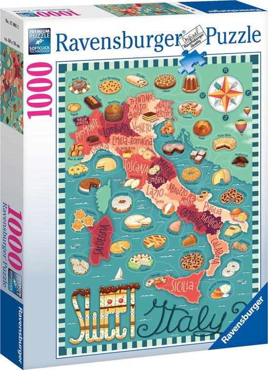 Ravensburger puzzel Map of Italy Sweet - Legpuzzel - 1000 stukjes