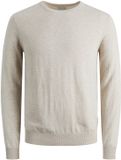 JACK & JONES Emil knit crew neck slim fit heren pullover viscosemengsel met O-hals - beige melange