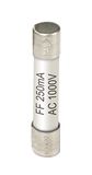 Fijne zekering ~ 250 mA/1000 V ~ 6,3 x 32 mm ~ super flink (FF)