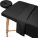 BeiJingLiangPinJiaZuoKeJiWenHuaFaZhanYouXianGong Drie-delige Massage Tafel Laken Set met Gat - Zacht en Elastisch Fitted Sheet voor Beautysalon (80x185cm, Noir)