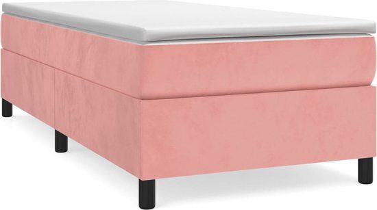 vidaXL Boxspring met matras fluweel roze 100x200 cm