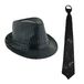 Carnaval set - chapeau à paillettes et cravate - noir - Adultes - avec paillettes