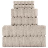 BERIBO Cloud 6-delige Turkse handdoekenset, 2x bad, 2 handen, 2 gezichtshanddoeken, 620 g/m², 100% katoen (beige)