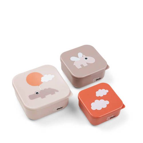 Done by Deer Snack Box Happy Clouds - Roze (Set van 3)