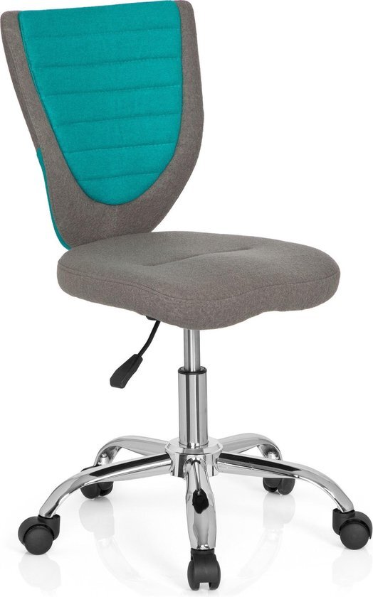 HJH OFFICE Kiddy Comfort - Bureaustoel - Stof - Grijs/turquoise Kinder bureaustoel