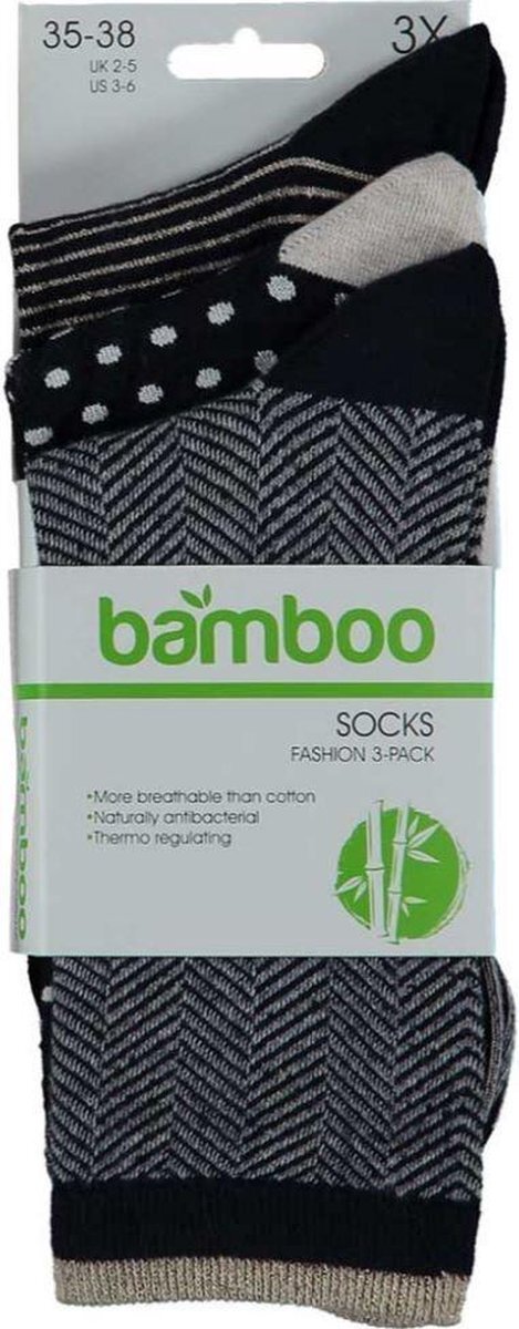 Apollo Sokken Fashion Bamboo Dames Bamboe Marine 3-pack Mt 39/42