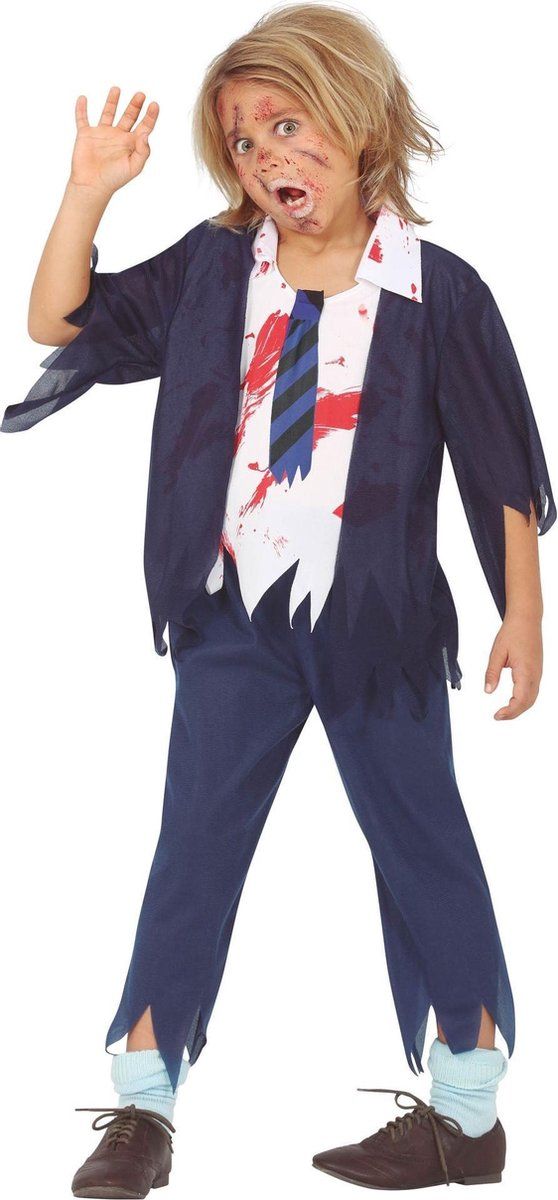 Fiestas Guirca Verkleedset Zombie Scholier Polyester Mt 5-6 Jr - Wit/Blauw