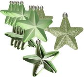 Decoris Kersthanger Sterren - 24 stuks - Groen - 7 cm - Kunststof