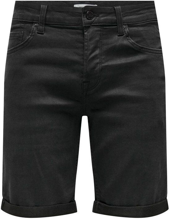 ONLY & SONS ONSPLY BLK JOG 8581 PIM DNM SHORTS NOOS Heren Broek - Black Denim - Maat L