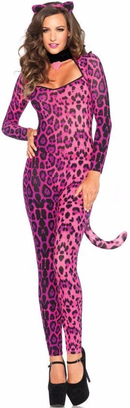 Leg Avenue Roze luipaard kostuum voor dames - Medium