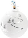 BRUBAKER Christbaumkugel - Skipiste Mit Skifahrer Porzellanfigur - Glitzer Christbaumkugeln Weiß Mit Schneelandschaft Und Tannenbäumen - 3,9 Zoll (10 cm) Handgefertigte Glaskugeln