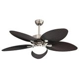 Eden pulse Ventilator nikkel en bruin, 24 W, 5 bladen, palmbladvorm, 6 snelheden, 3 temperaturen, 38/50,5 x 132 x 132 cm