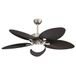 Eden pulse Ventilator nikkel en bruin, 24 W, 5 bladen, palmbladvorm, 6 snelheden, 3 temperaturen, 38/50,5 x 132 x 132 cm