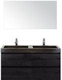 BES LED Maxx XL Badmeubelset 120 cm - Black Oak - Wastafel Lucca Dubbel 2 Kraangaten met Spiegel