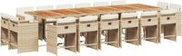 vidaXL 17-delige Tuinset met Kussens, Beige, van Polyrotan