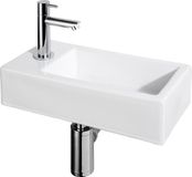 Differnz Helios Fonteinset - Wasbak Keramiek - Wit - Rechte Kraan - Chroom - 37.5 x 18.5 x 9.5 cm