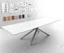 DELIFE Table à manger Edge Laminam® céramique blanc 300x100cm pied central croix argent