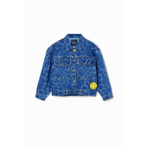 Desigual Denim Jacket with All Over Print - Medium Wash