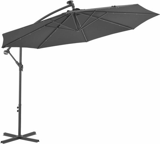 vidaXL Zweefparasol met LED-verlichting stalen paal 300 cm antraciet