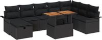 vidaXL Tuinbank Set 9-delig Zwart Polyrattan